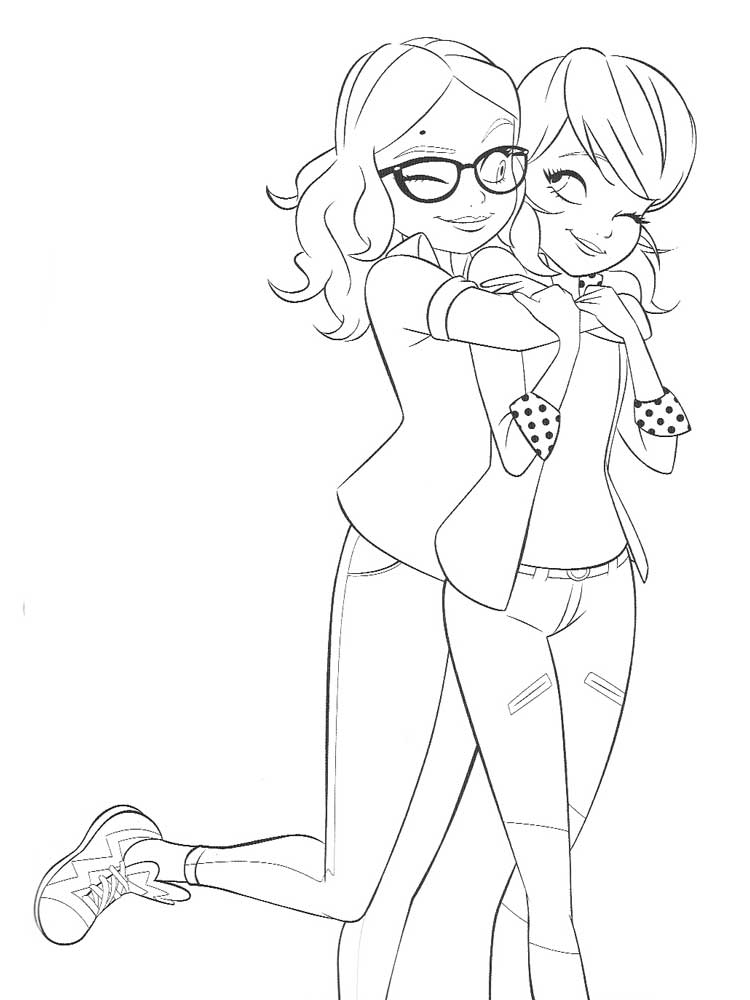 Marinette and Alya coloring page