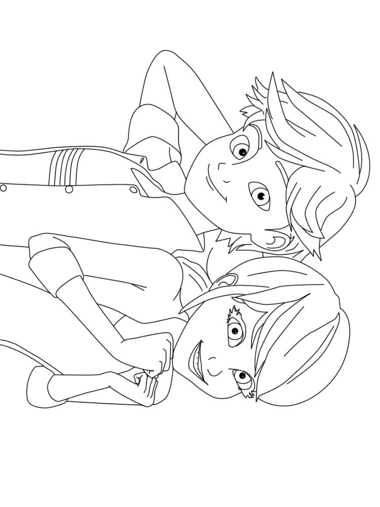 Marinette and Adrien coloring page