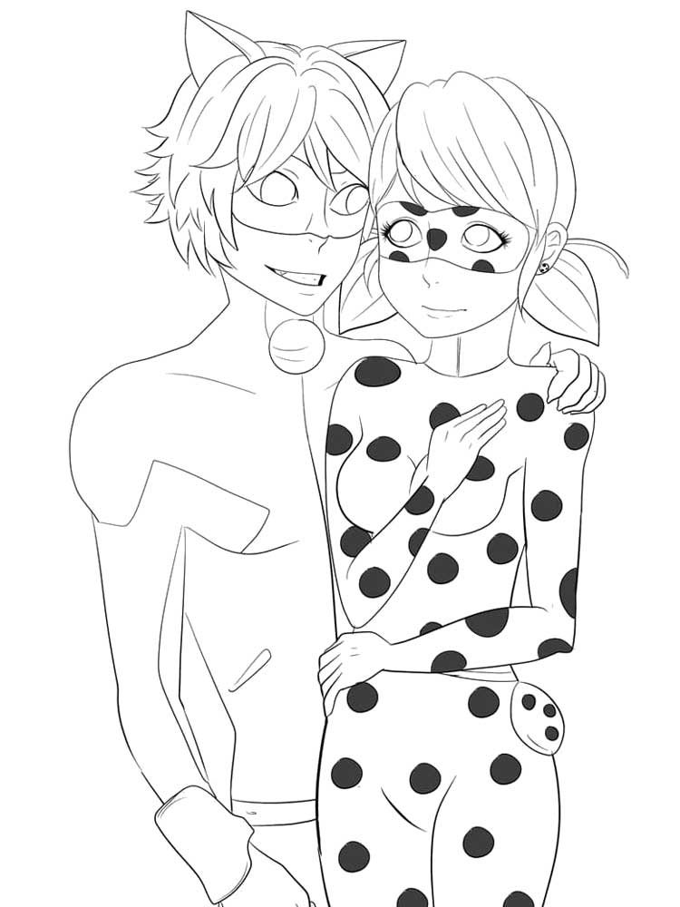 Ladybug and Cat Noir coloring page