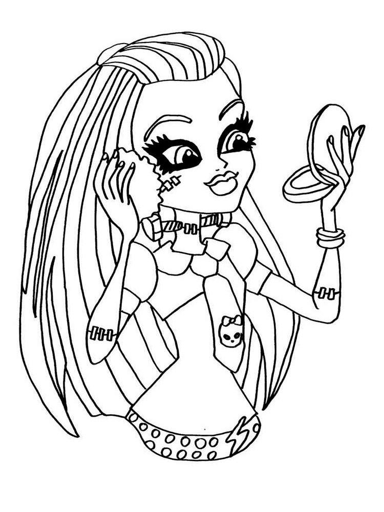 Frankie Stein does her makeup coloring page