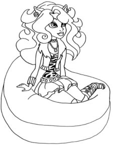 Clawdeen Wolf in a chair coloring page