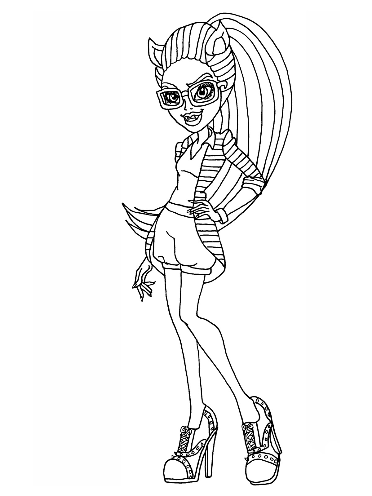 Clawdeen Wolf with glasses coloring page