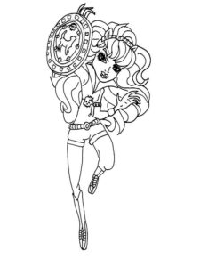 Clawdeen Wolf with shield coloring page