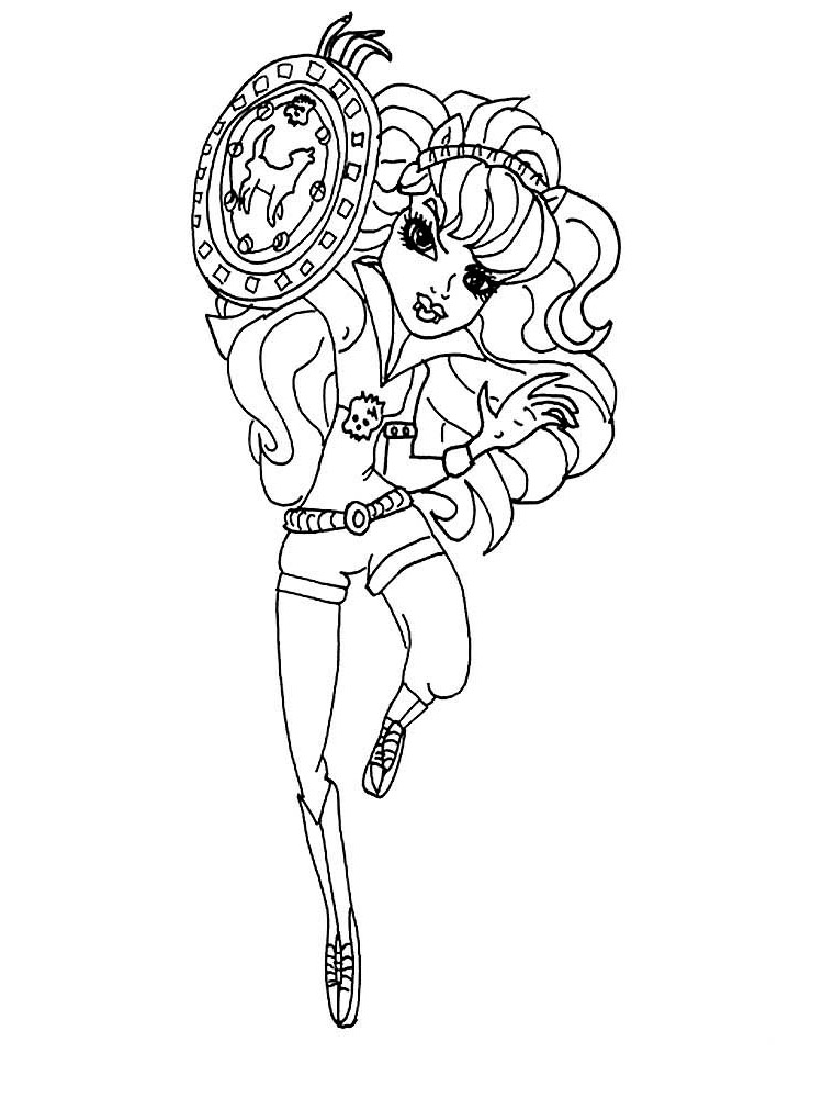 Clawdeen Wolf with shield coloring page