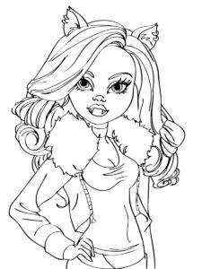Cute Clawdeen Wolf coloring page