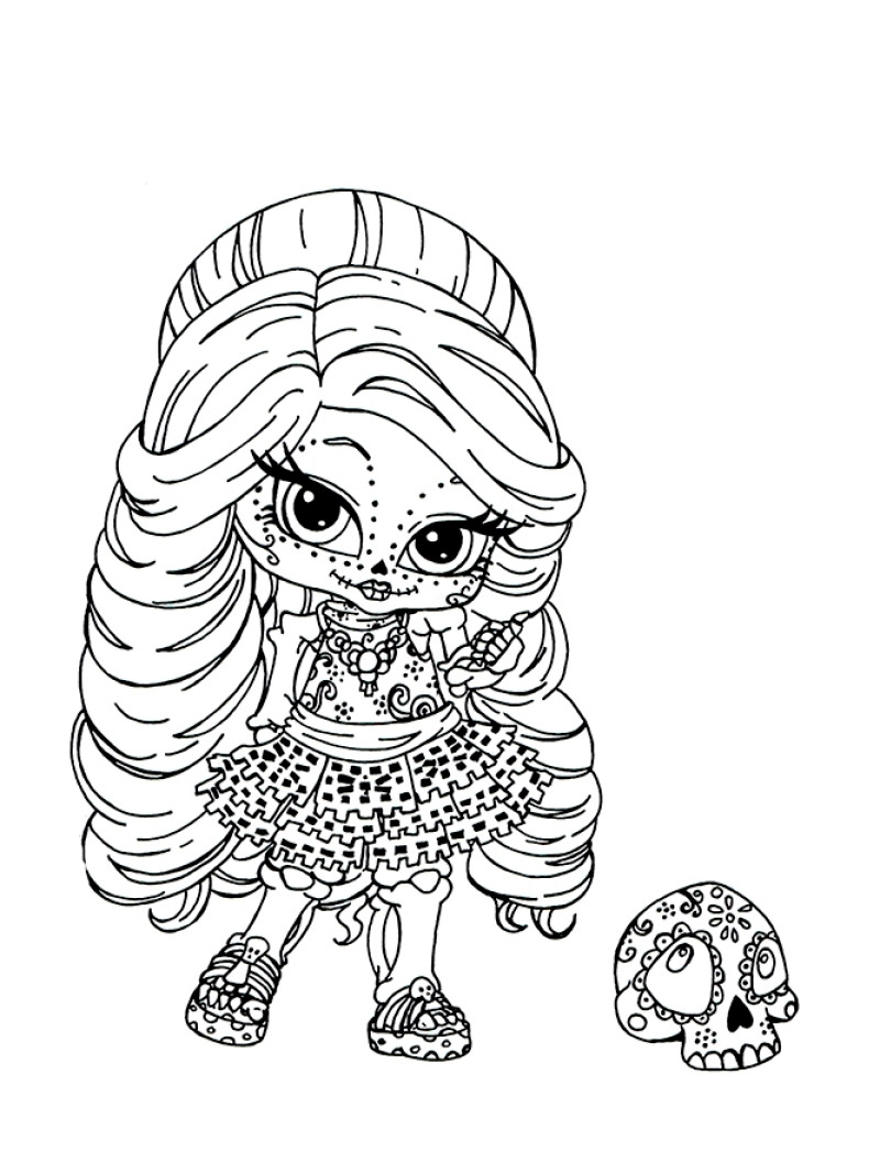 Chibi Skelita Calaveras coloring page