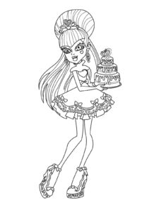 Draculaura with cake coloring page