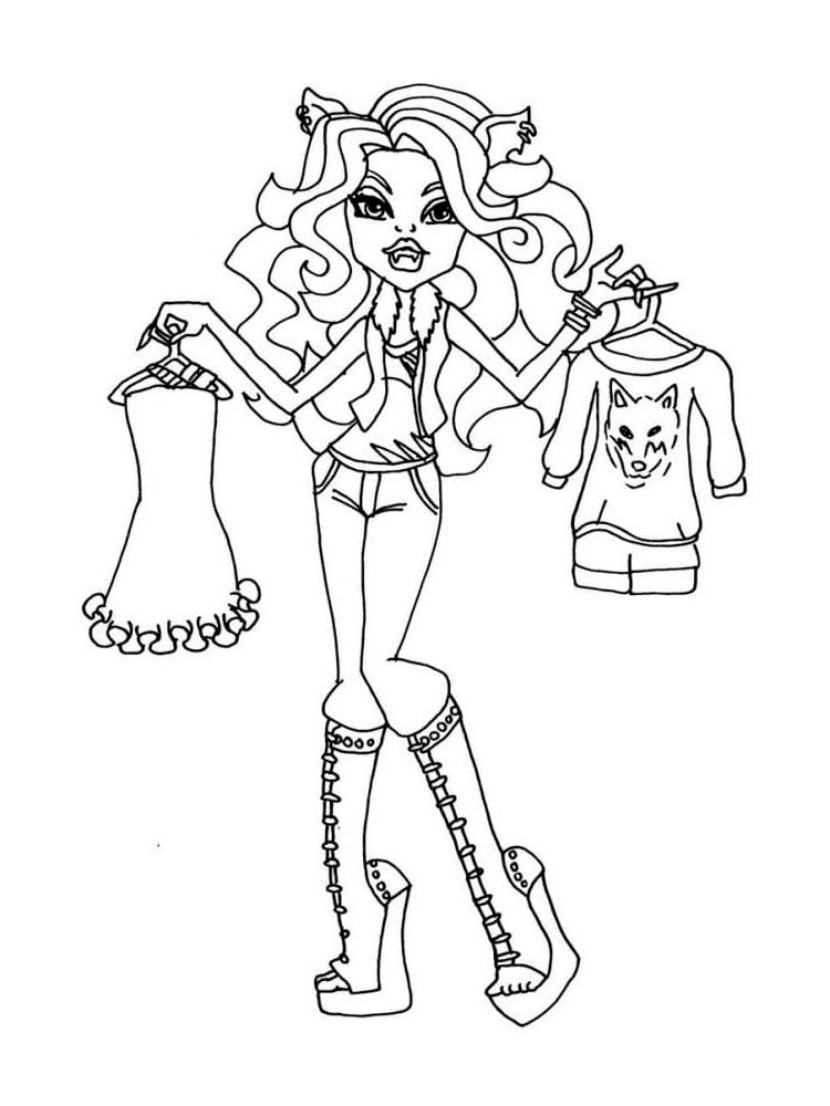 Clawdeen Wolf chooses clothes coloring page