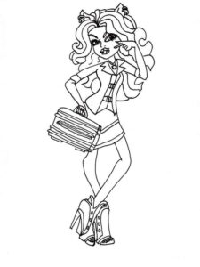 Clawdeen Wolf with a handbag coloring page