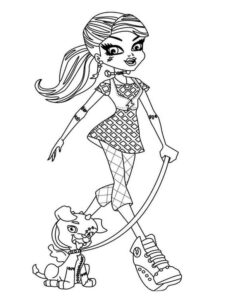 Frankie Stein with pet coloring page