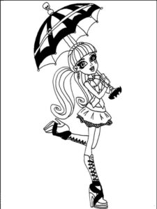 Draculaura with umbrella coloring page
