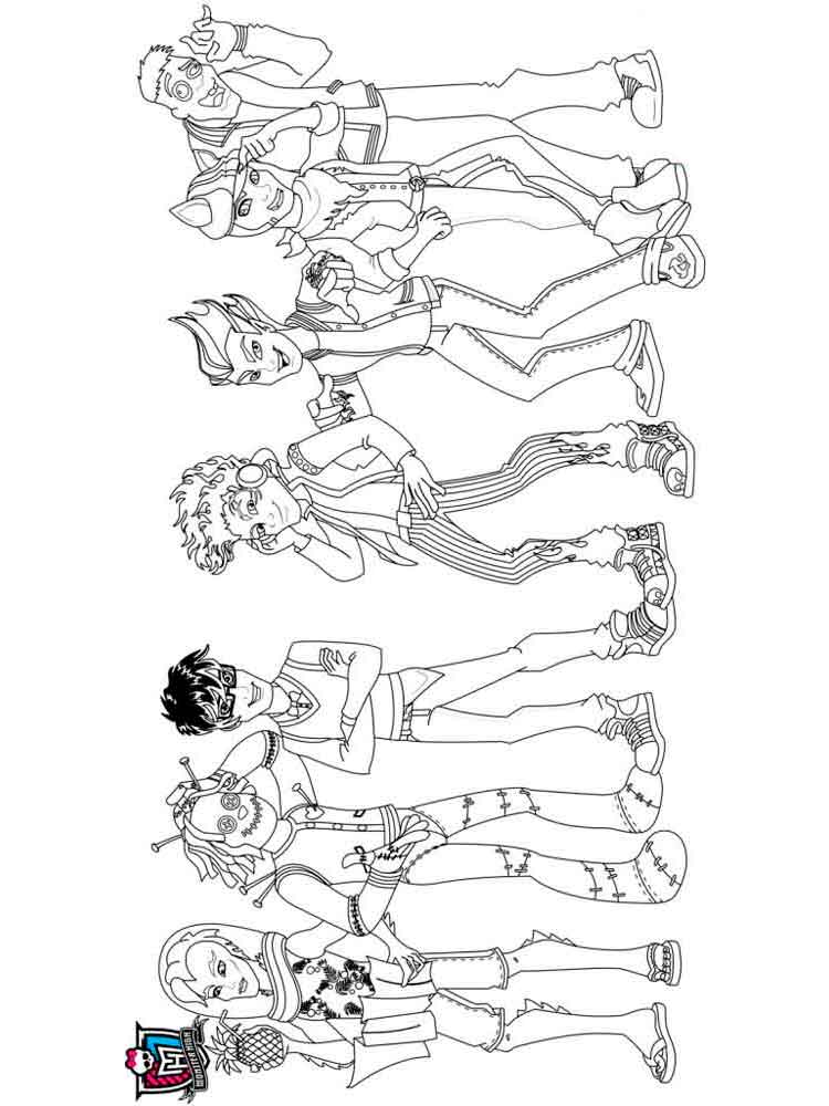 Boys Monster High characters coloring page