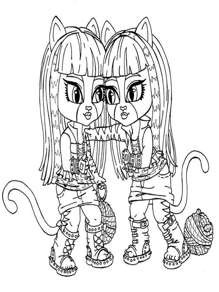 Two little girls Monster High coloring page