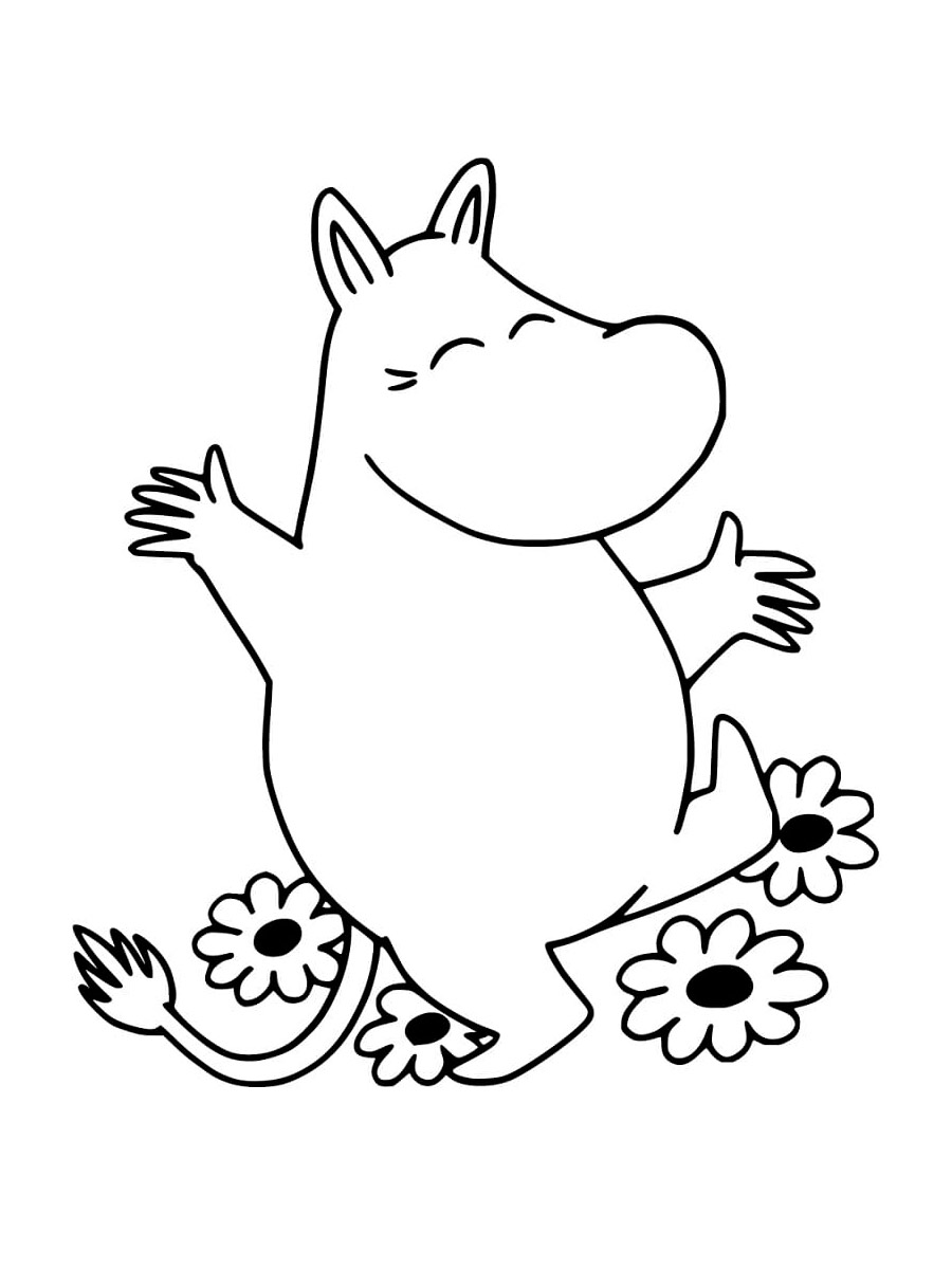 Happy Moomintroll coloring page