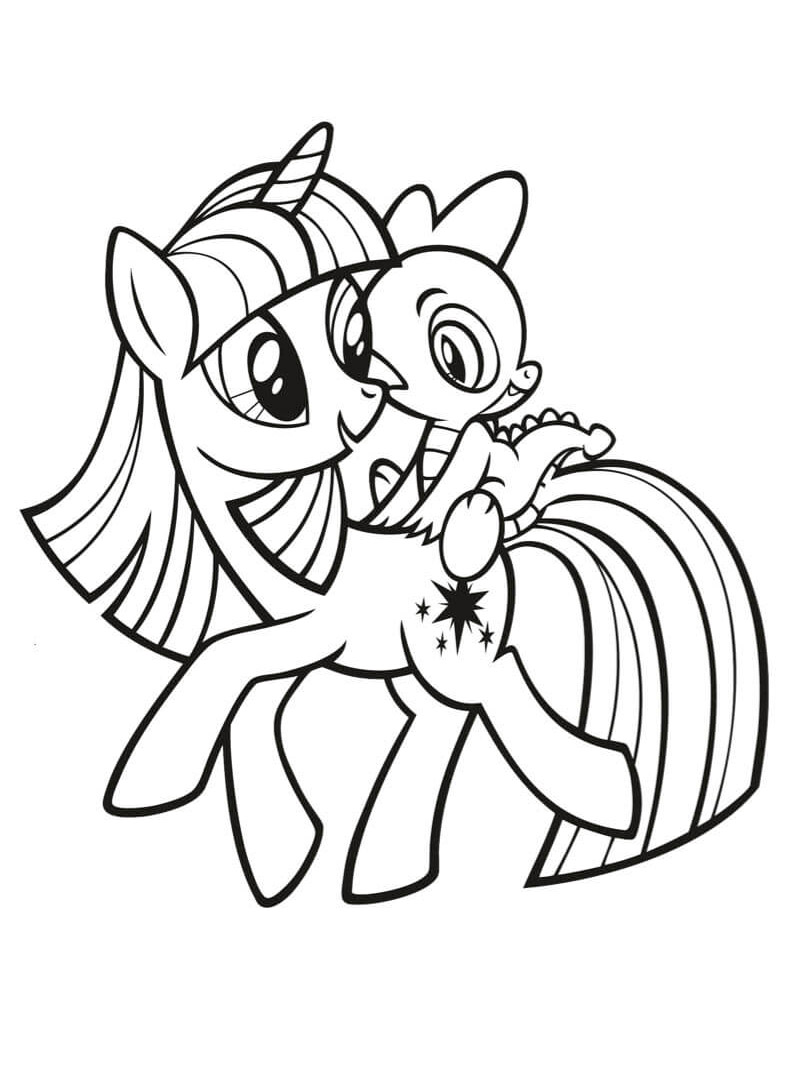 Twilight Sparkle and Spike coloring page