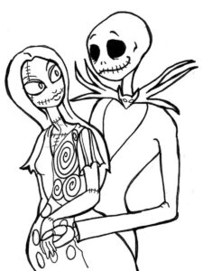 Jack Skellington and Sally coloring page