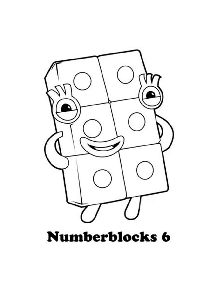 Numberblocks 6 coloring page
