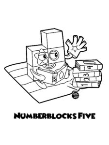 Five Numberblocks coloring page