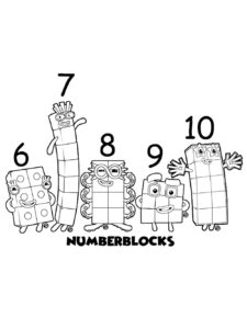 Numberblocks 6-10 coloring page