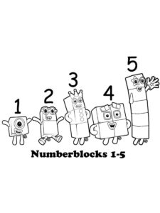 Numberblocks 1-5 coloring page