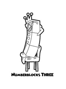 Numberblocks Three coloring page