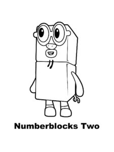 Numberblocks Two in glasses coloring page