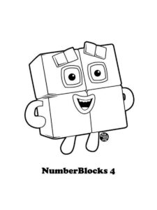 Numberblocks 4 coloring page