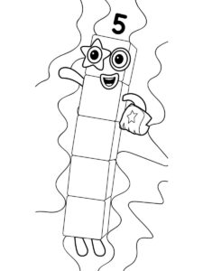 Numberblocks 5 coloring page