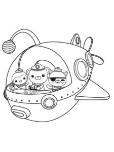 Octonauts in a submarine coloring page