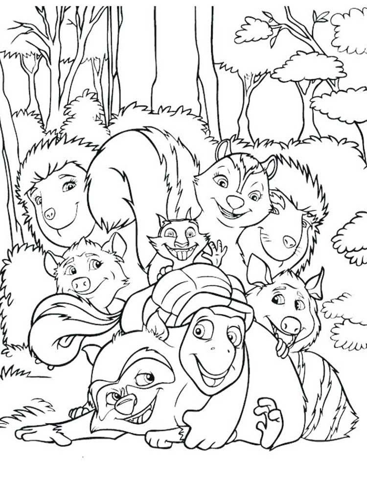 All characters Over the Hedge coloring page