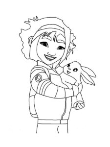 Fei Fei and Bungee coloring page