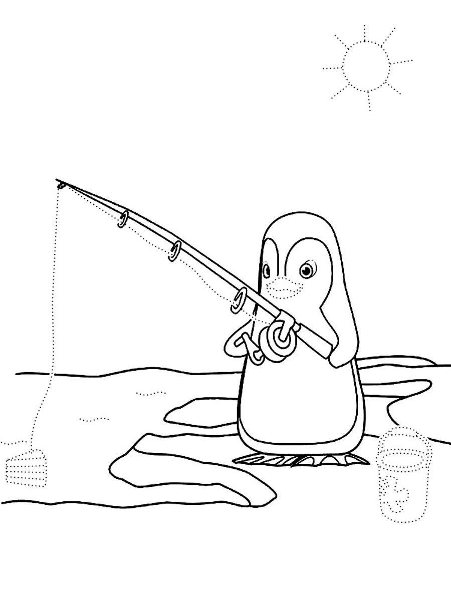 Ed is fishing coloring page