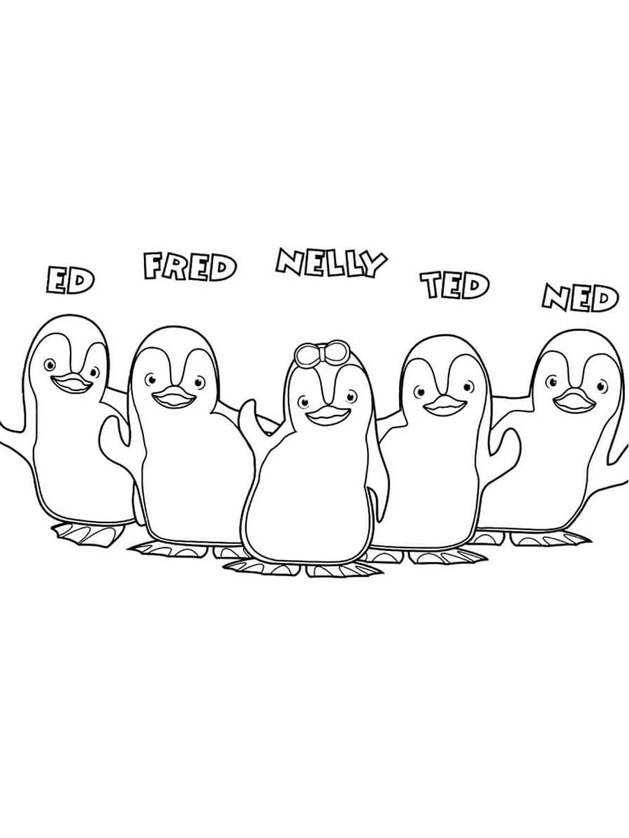 All penguins from Ozie Boo coloring page