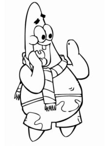 Patrick in a scarf coloring page