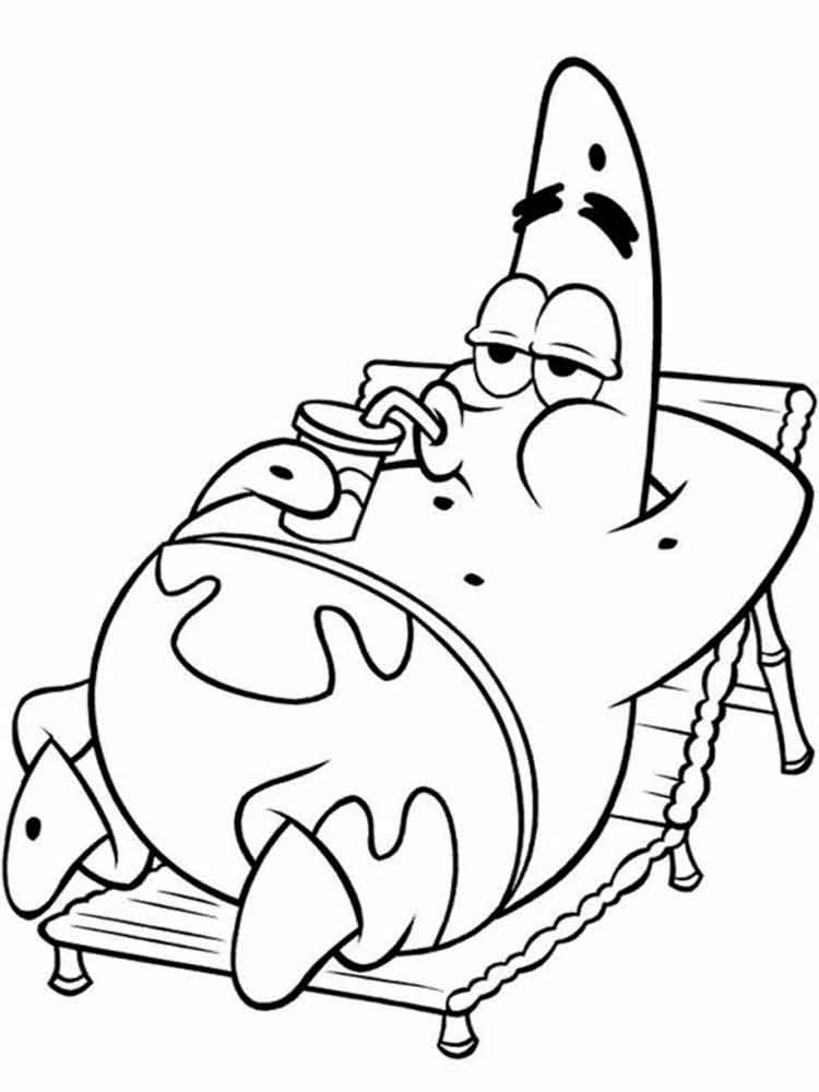 Patrick on the lounger coloring page