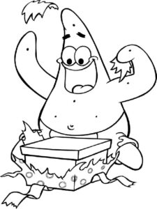 Patrick opens a gift coloring page