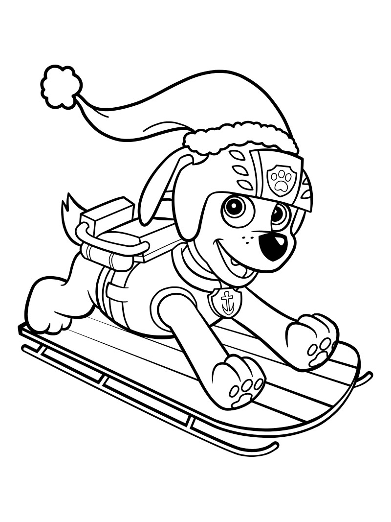 Zuma on a sled coloring page