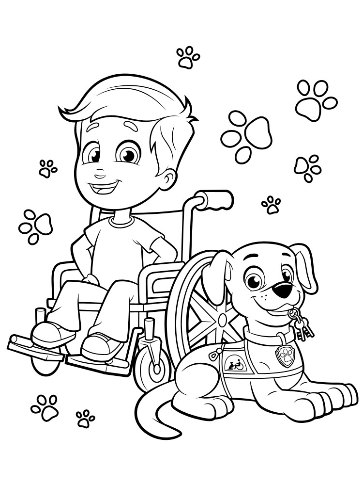 Boy and puppy from Paw Patrol coloring page