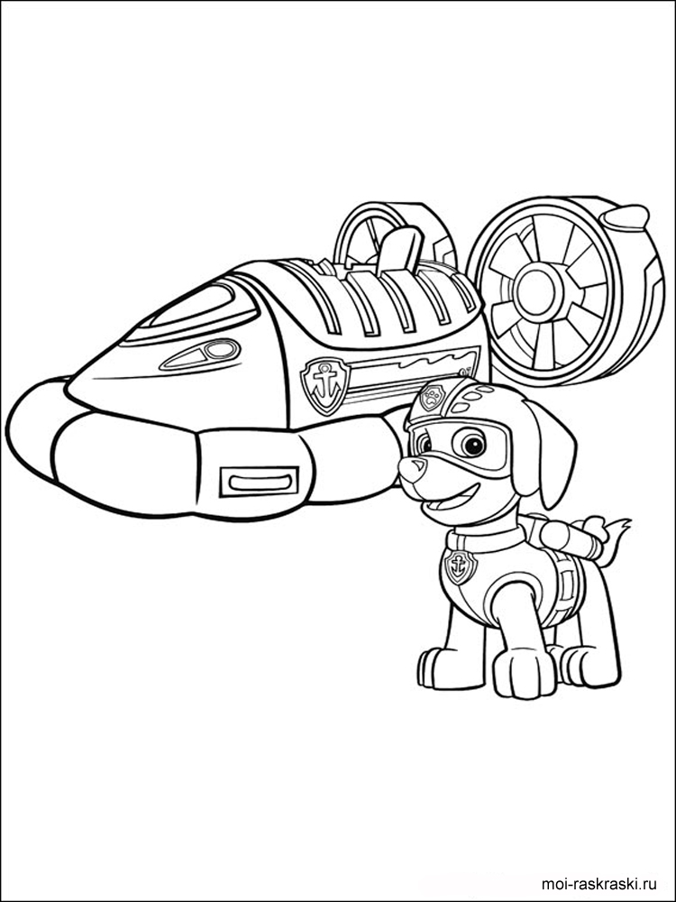 Zuma and his hovercraft coloring page