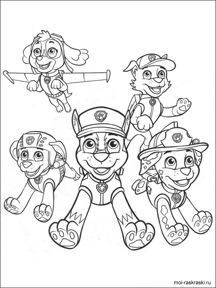 Paw Patrol comes to the rescue coloring page