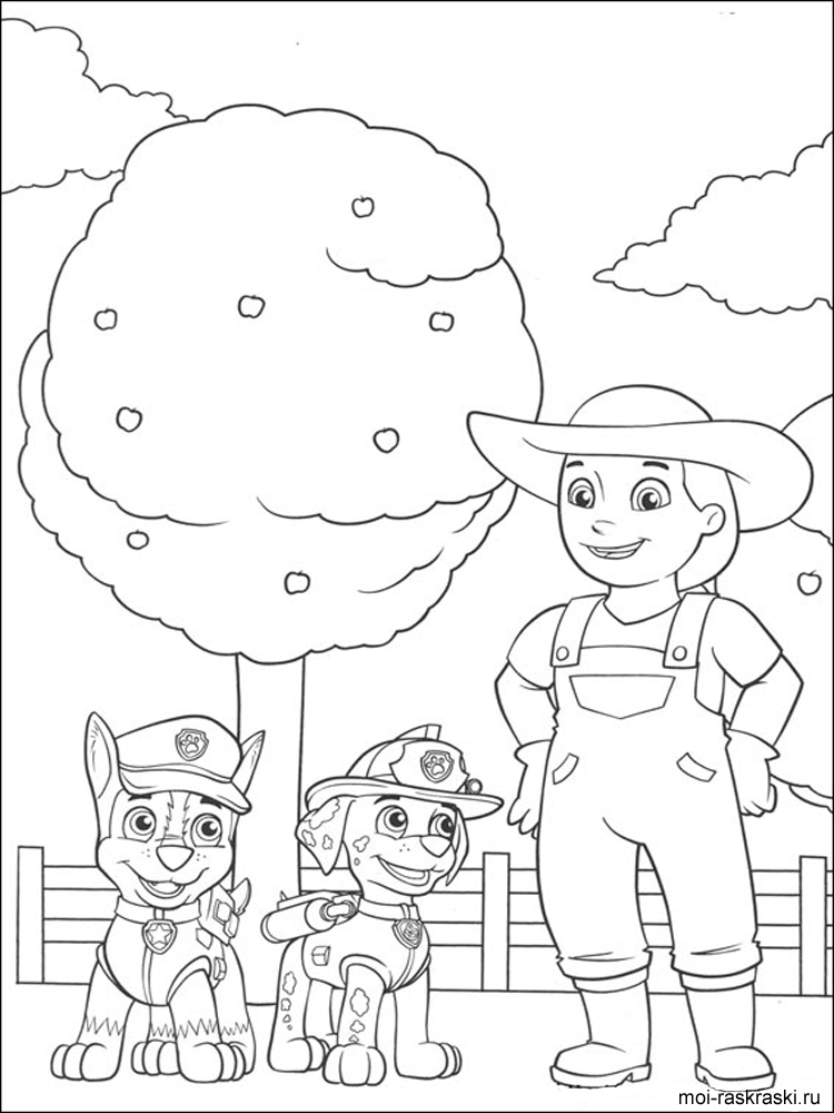 Chase and Marshall helped the farmer coloring page