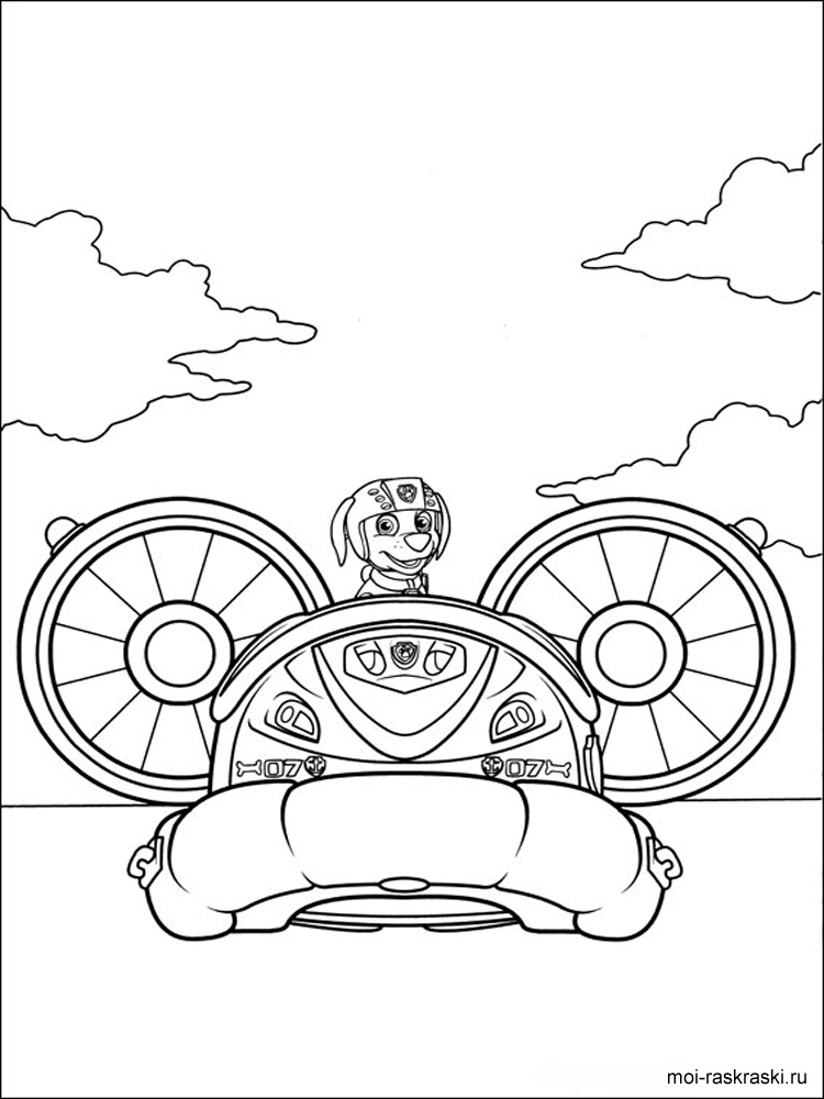 Zuma on hovercraft coloring page