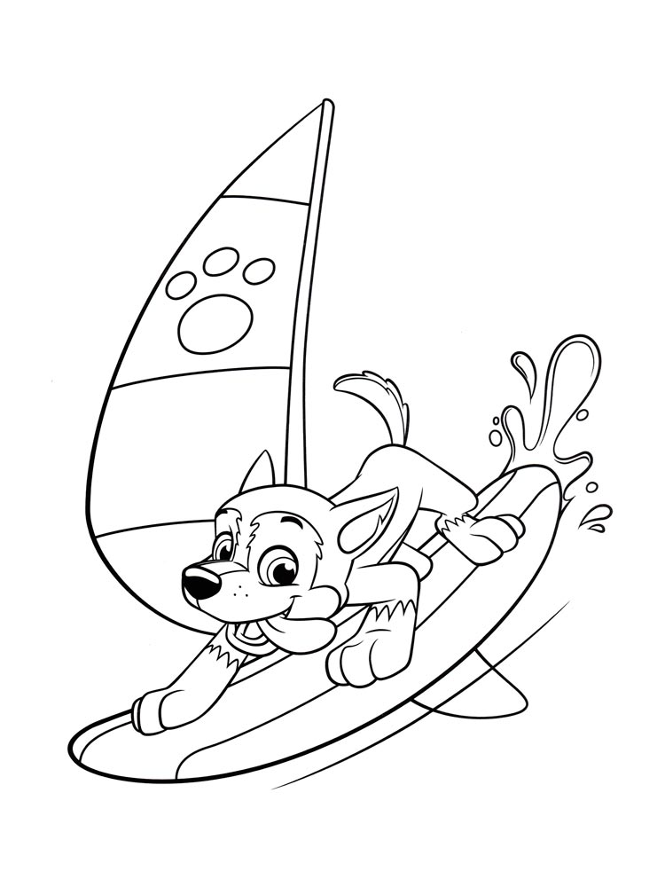 Chase windsurfer coloring page