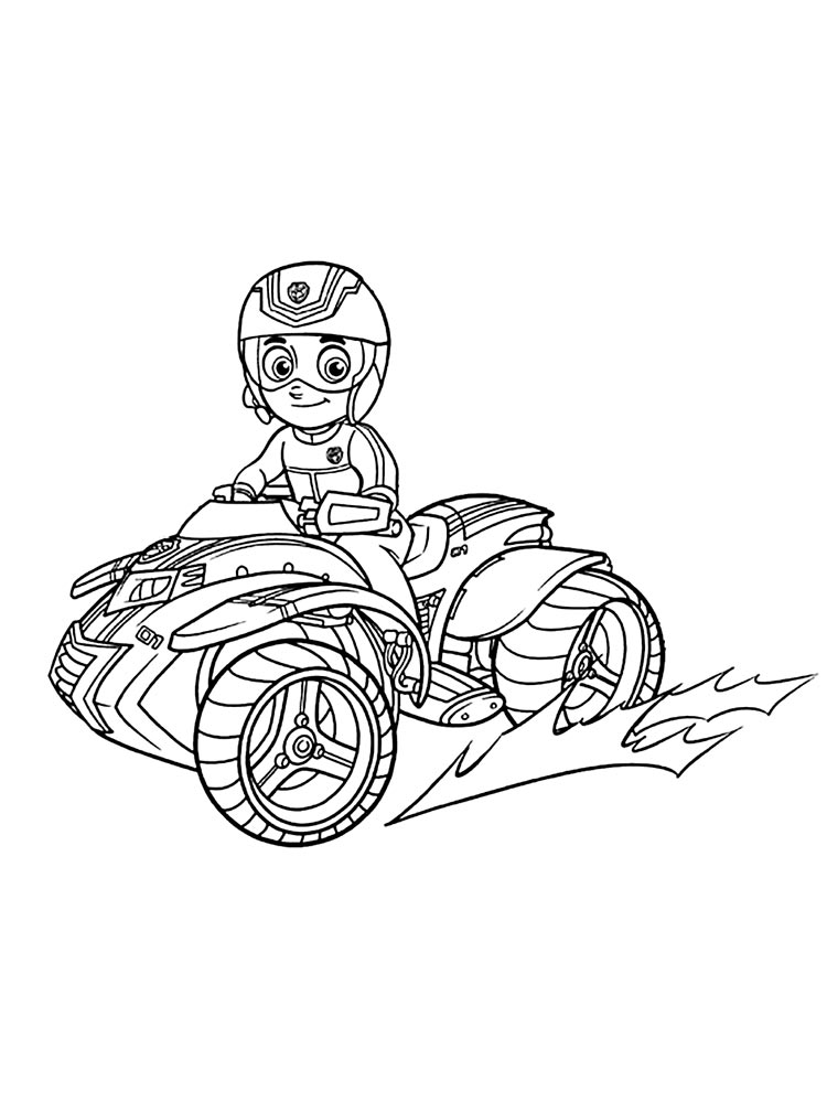 Ryder rides ATV coloring page