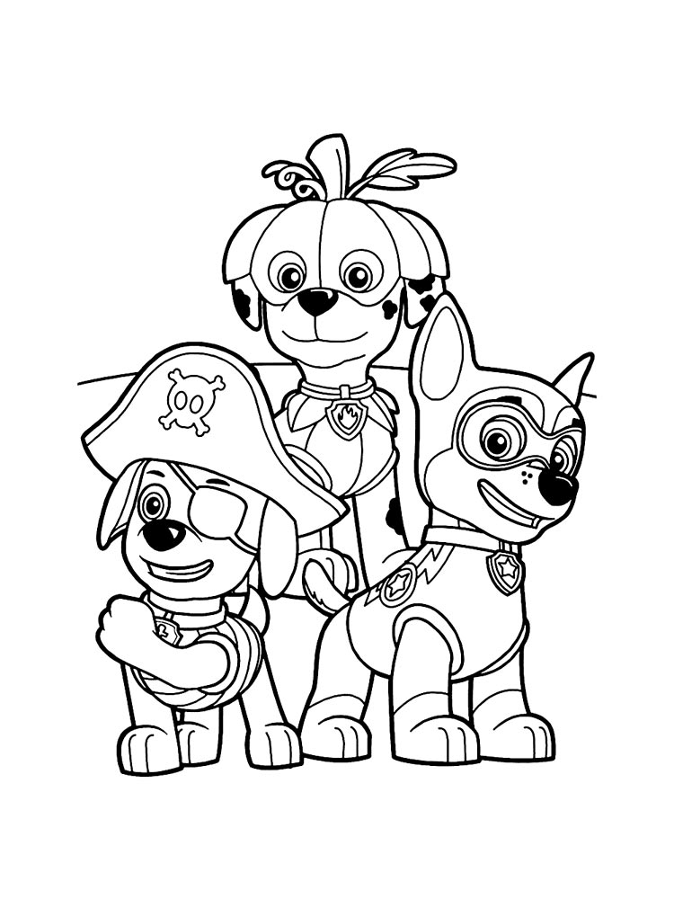 Chase, Zuma and Marshall in suits coloring page