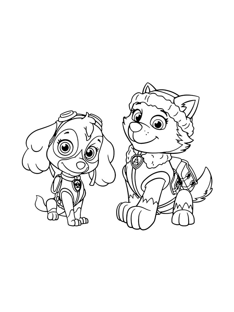 Skye and Everest coloring page