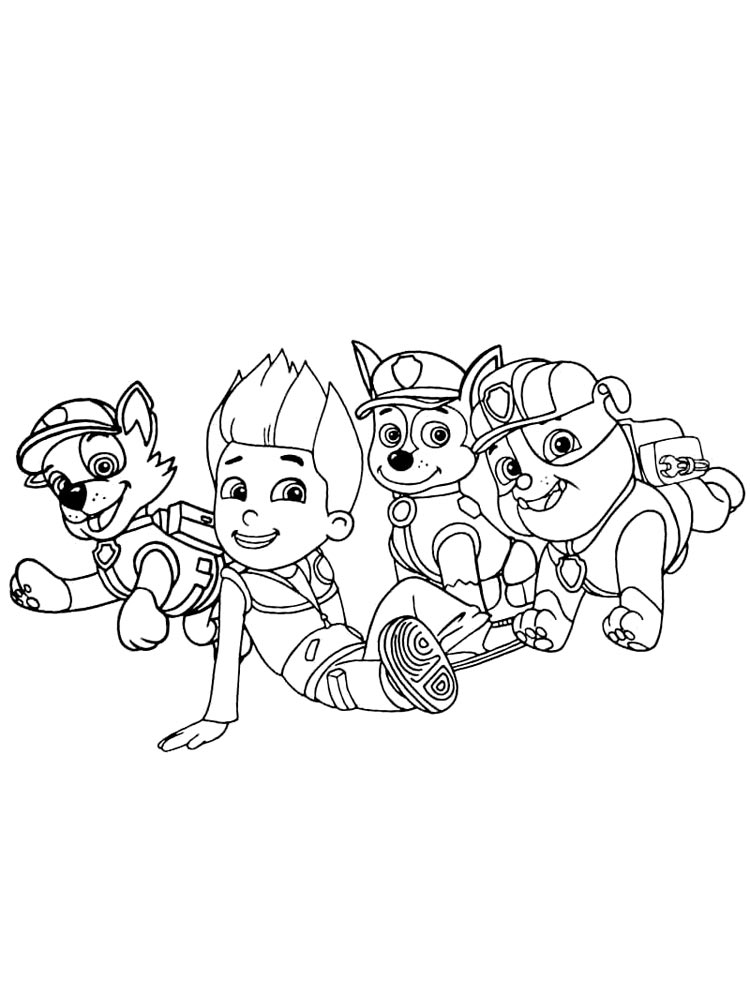 Rubble, Chase, Rocky and Ryder coloring page