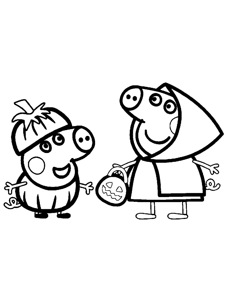 Peppa and George coloring page