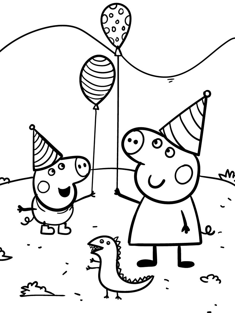 Peppa and George Holiday coloring page