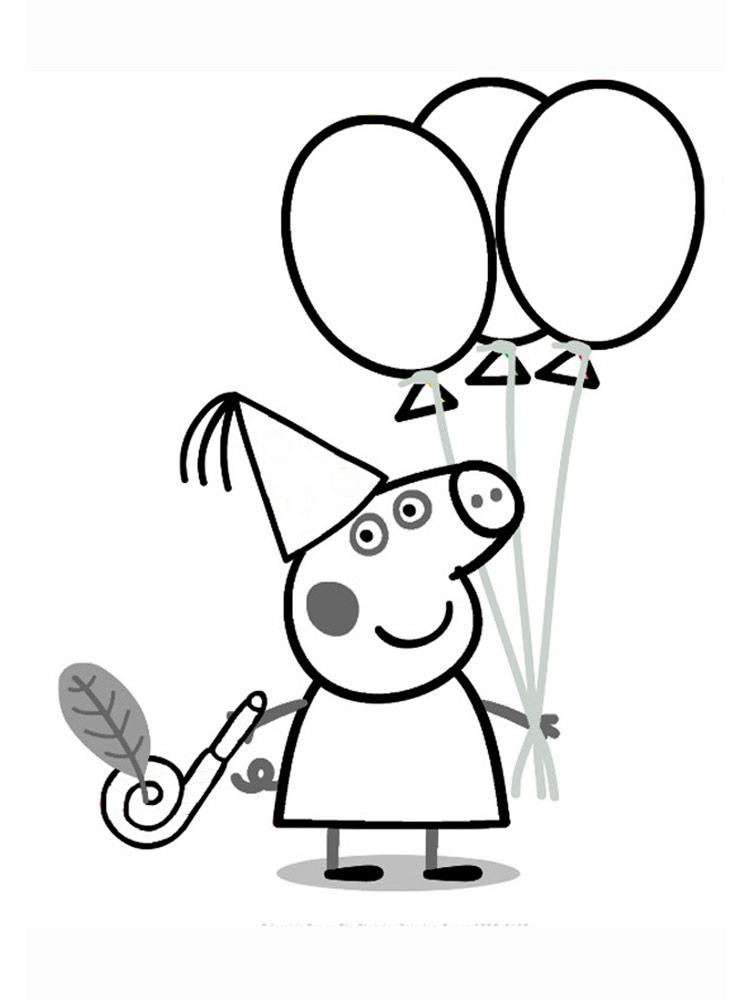 Peppa Pig with balloons coloring page